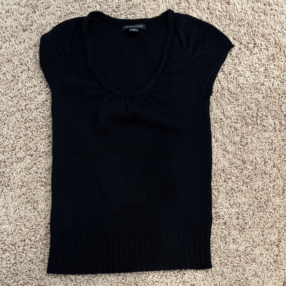 Banana Republic Black Knit Short Sleeve Sweater